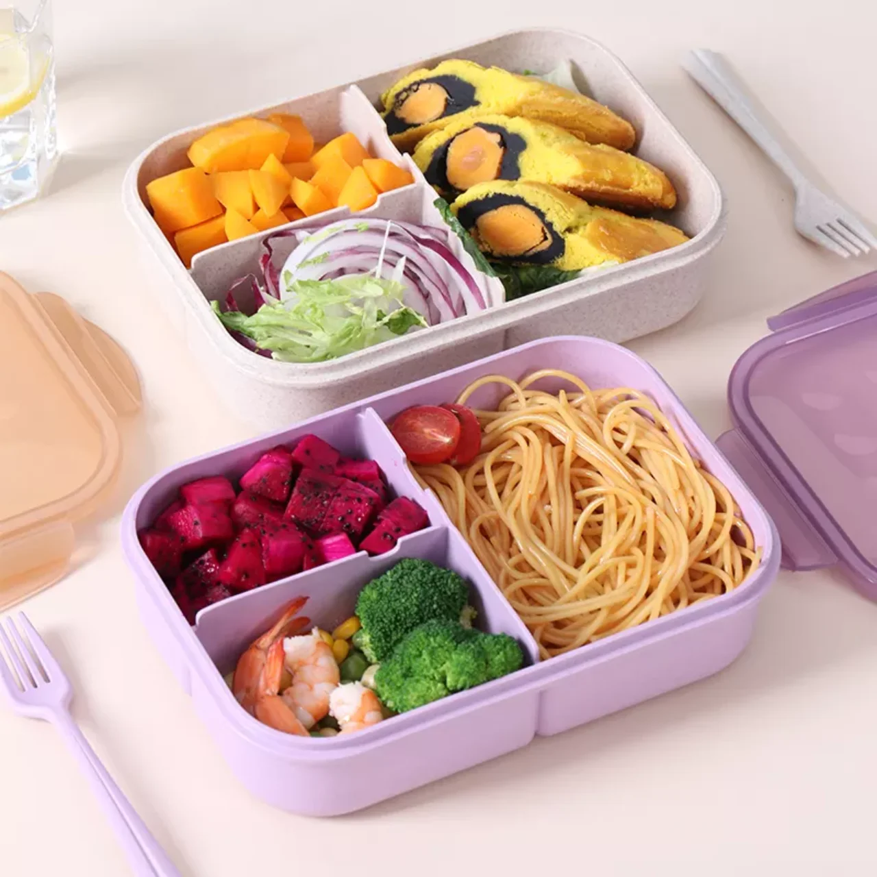 Popular  adult  school  kids  3  compartment  bento  box  food  container  microwaveable  lunch  box