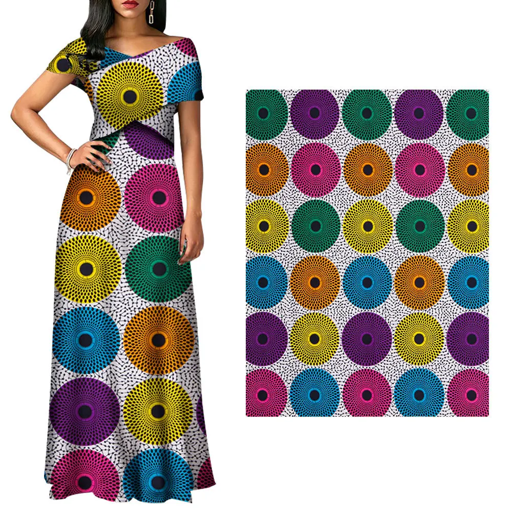 African Imitation Batik Wax Cloth African Geometric Pattern Double-Sided Printed Fabric African Fashion Clothing Fabric In Stock