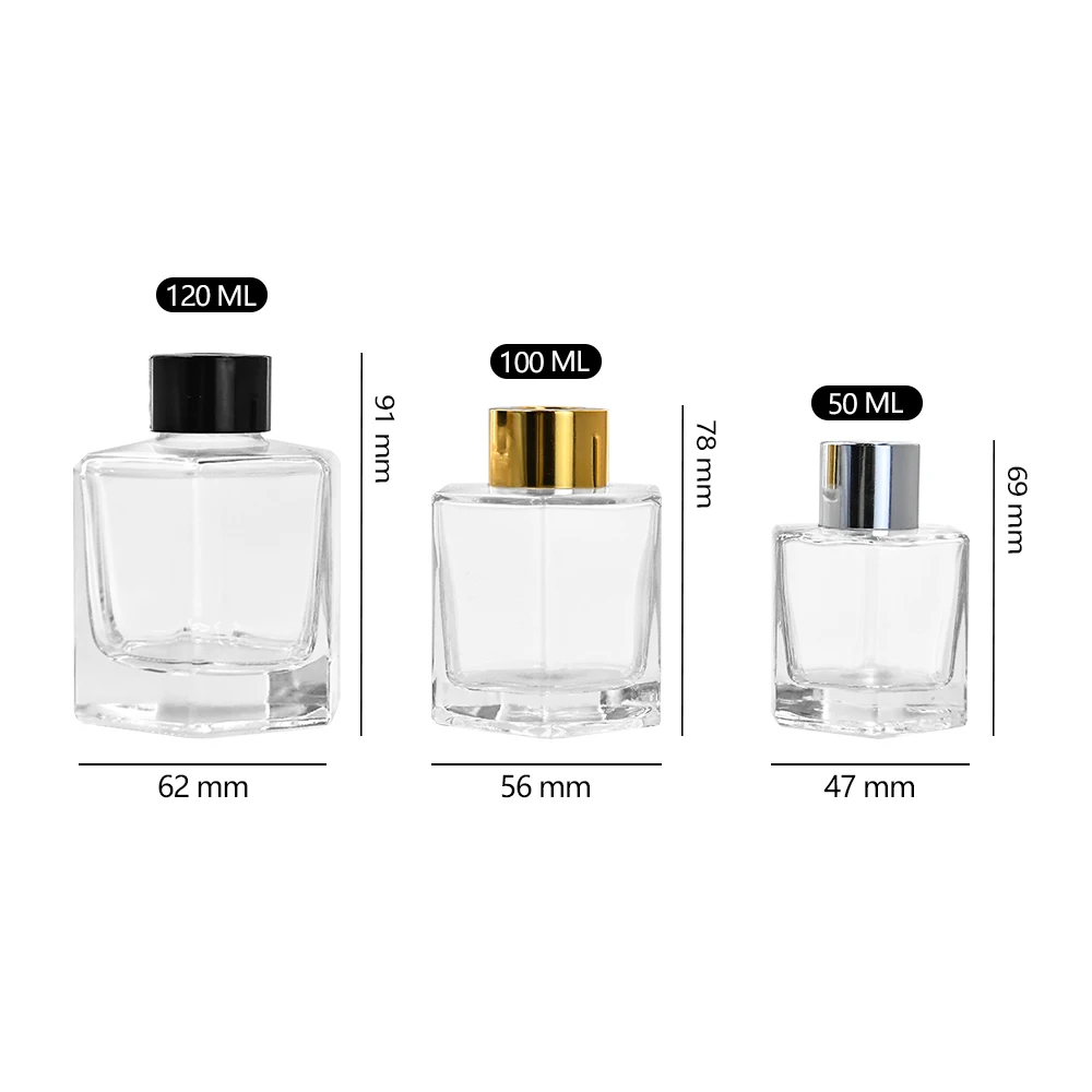 Hot Sale Hexagon 50ml 100ml 120ml Glass Bottle Scent Fragrance Car Air Freshener Luxury Rattan Reed Diffuser Perfume With Stick
