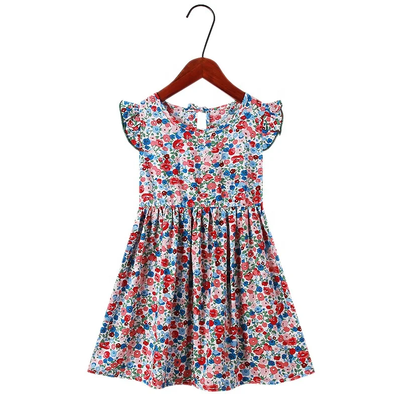 Summer Fashion dresses 2-10 years old girls lace sleeve floral dress Holiday beach dress