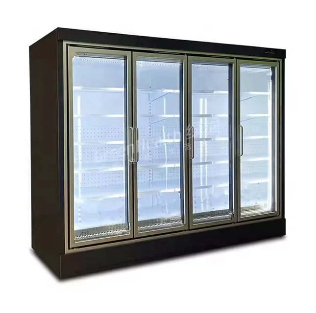 High quality Supermarket frozen food 3 glass door industrial upright freezer for sale