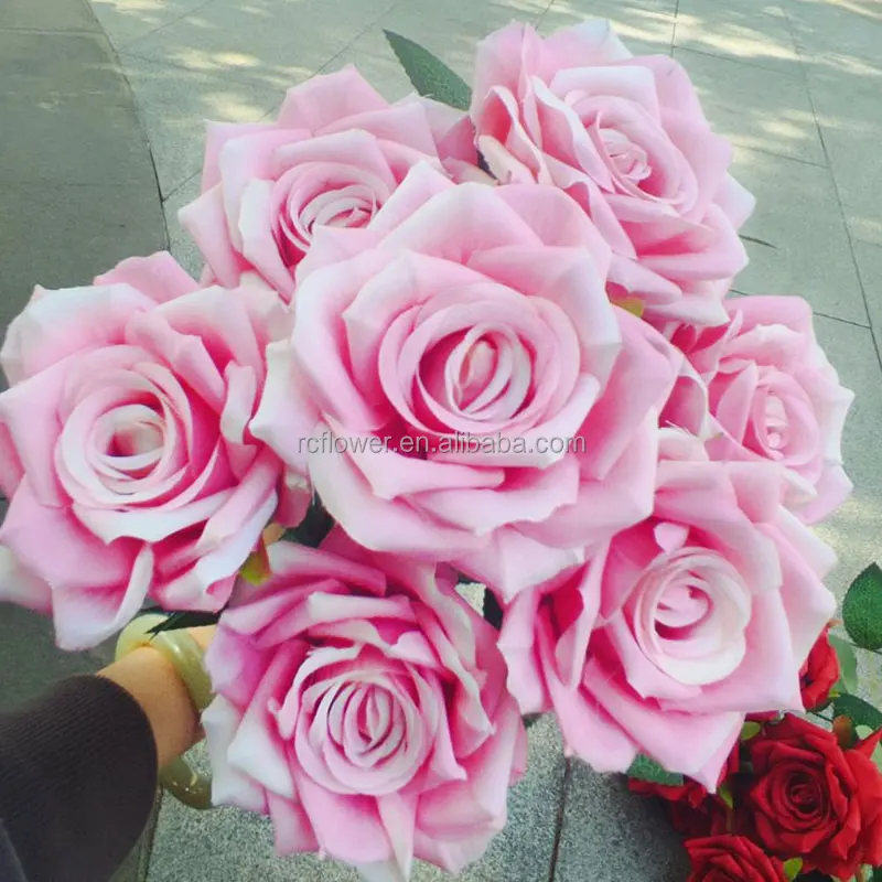 High Quality Artificial Rose Bouquets For Bridal Wedding Centerpieces Floral Decoration 7 Forks Silk Roses Bouquet And Plants