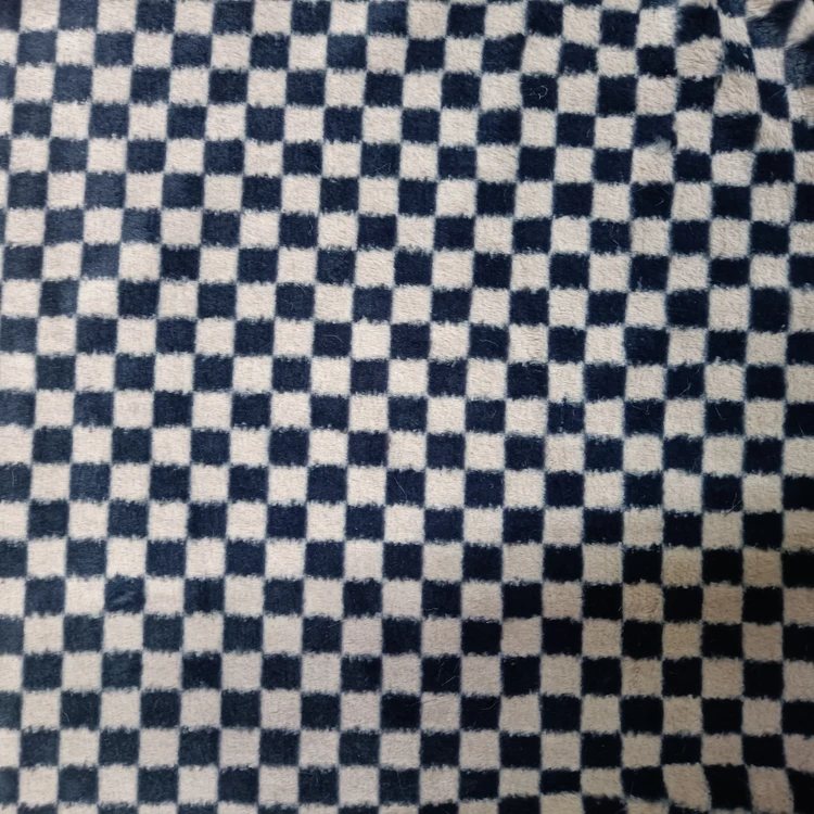 Super Soft Blanket Short Pile Plush Custom Rabbit Print Plaid Polyester Checkered Faux Fur Fabric