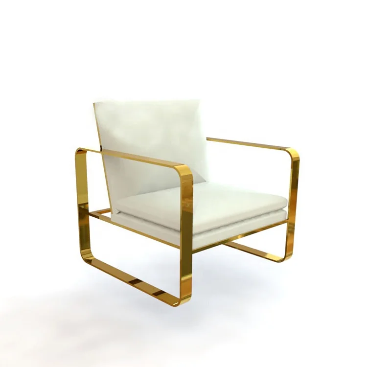 Modern hotel room lobby leather sofa chair with stainless steel frame