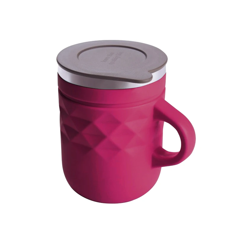 Хит продаж персонализированная бутылка для воды кофейная кружка из нержавеющей стали с вакуумной изоляцией резиновой чайная ручкой