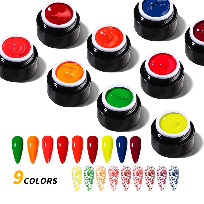 Miukiula Factory price Private label 9 colors 5g per jar Panting and stamping gel polish
