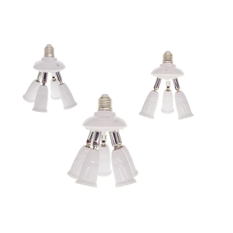 White E27 to 4 E27 Lampholder 1 to 4 Light Converter Socket Photo Studio 4E27 LED Bulb Lamp Bases 100V 230V PBT