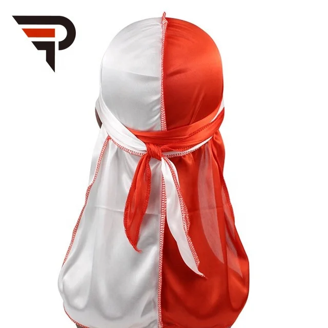 Hot selling satin silk bandana long tail pirate hat cloak hip-hop womens silk headscarf