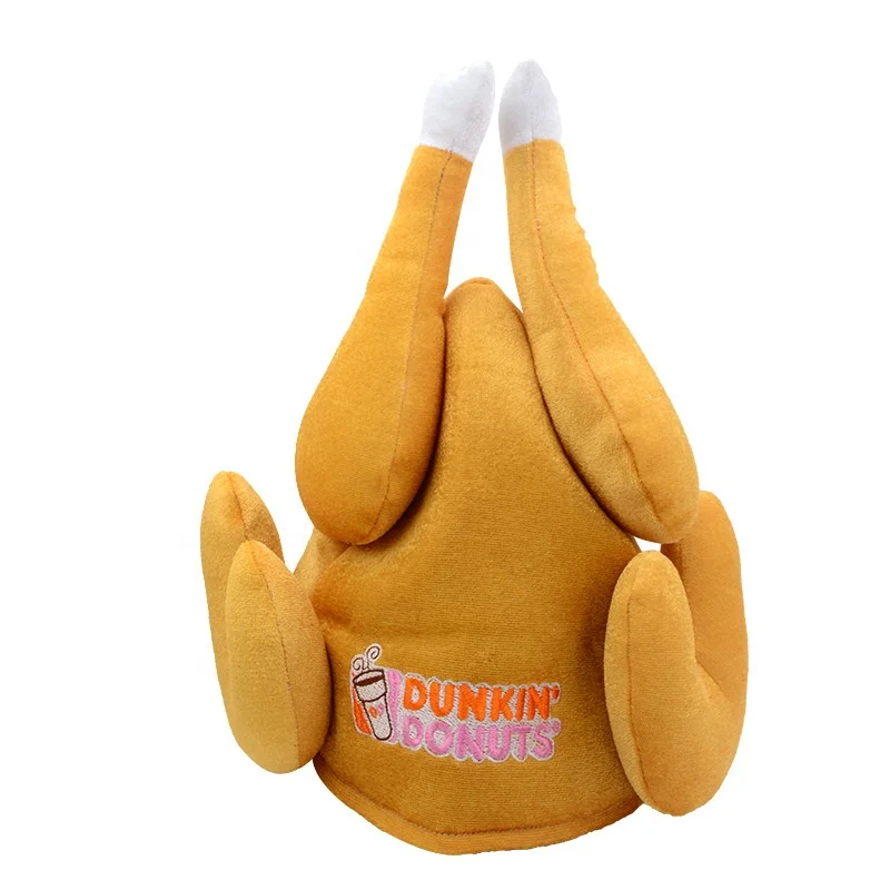 Wholesale Novelty Plush Thanksgiving Day Party Roasted Turkey Trim Cap Hat