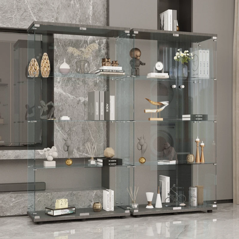 Wholesale Retail Shop Glass Cabinet Shelf Stand Display With Lights Cosmetic Showcase Jewelry Glasses Rack Shoe Case