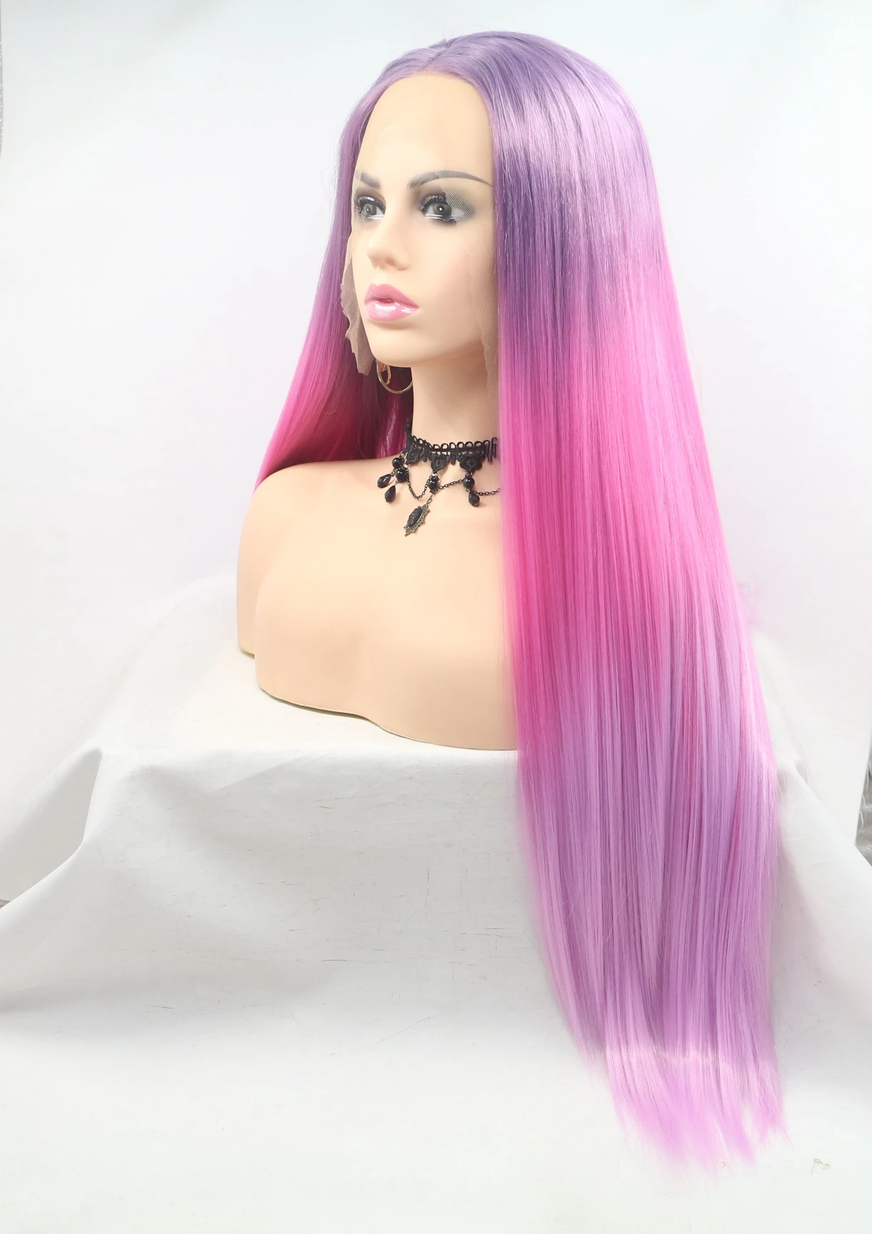 LINDAL C13 C14 glueless frontal synthetic wigs,gray synthetic blend hair wigs,full lace synthetic wigs for women