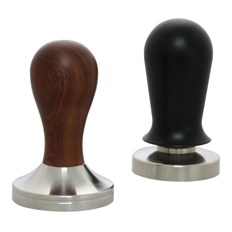 Ripple Base Coffee Beans Press Tamper with Wooden Handle 58mm Stainless Steel Hammer 51mm Metal Size