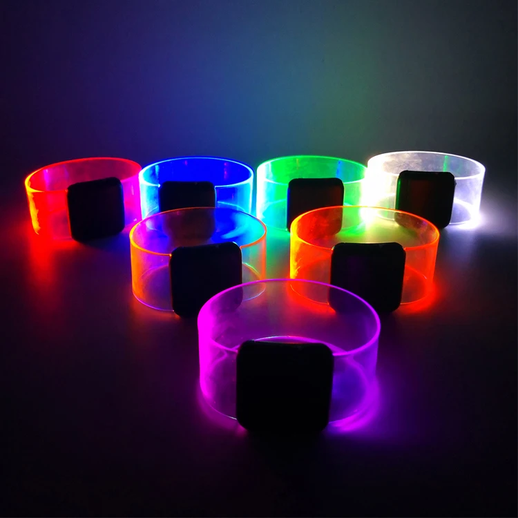 Customized Logo Engraved TPU Music Activated Led Rave Bracelet with Magnetic
