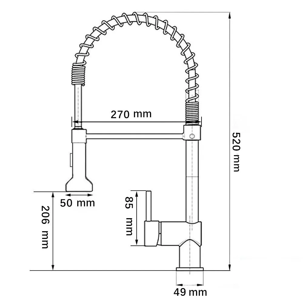 Kitchen Spring Flexible Sink Faucet CBM Copper Single Handle Matt Black Brass Modern Contemporary Villa Pull Out Kitchen Tap