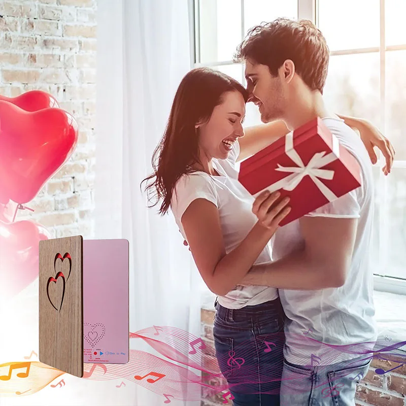 New Design Best Wishes Message Card With Heart Customize Greetings Card With Sound Audio Wish Card