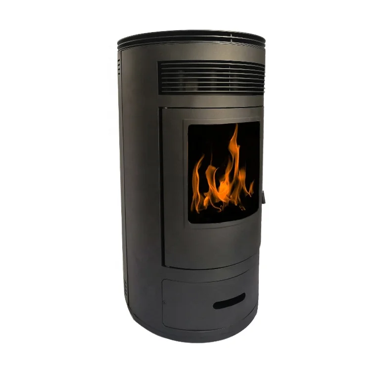 Portable Modern Fireplace Low Noise Smokeless 12 Kw Pellet Fireplaces Energy Saving Stove Cast Iron