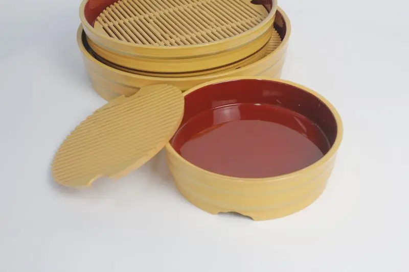 Wooden Design ABS Material Fruit Tray Japanese Sushi Rice Bowl Sushi Oke Rice Mixing Tub Serving Tray