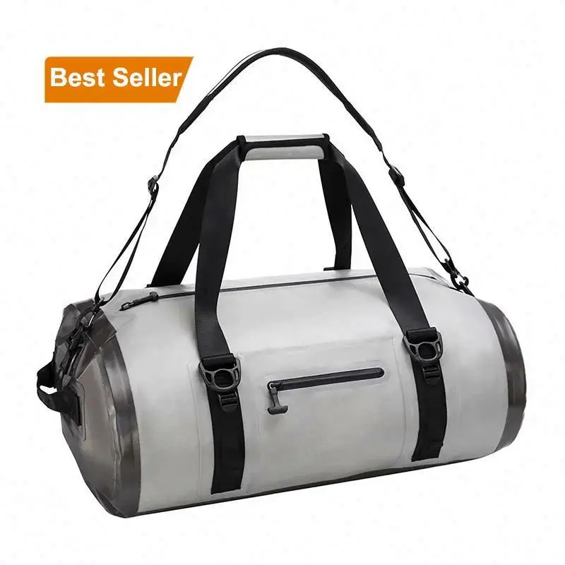 Free sample Wholesale Factory Top Quality TPU Welded Seam Durable Grey Waterproof Dry Duffel Bag for Kayaking Hiking Camping