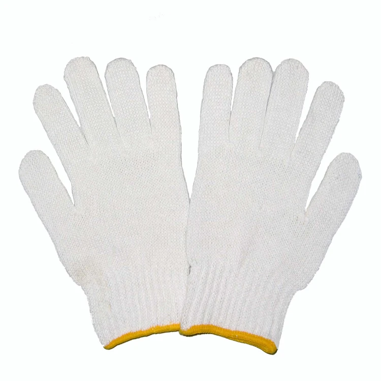 White Custom logo Knitted Wrist Construction Site Cheap Safety Work Cotton Gloves