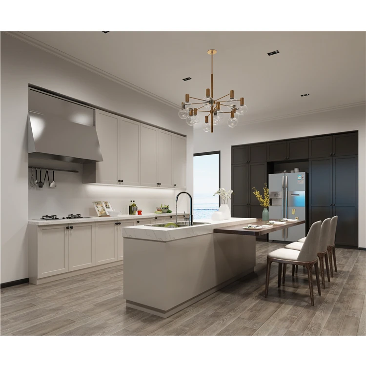 2022 high end shaker diy luxury plywood kitchen cabinets with island set modular kitchen cabinet  for hotel