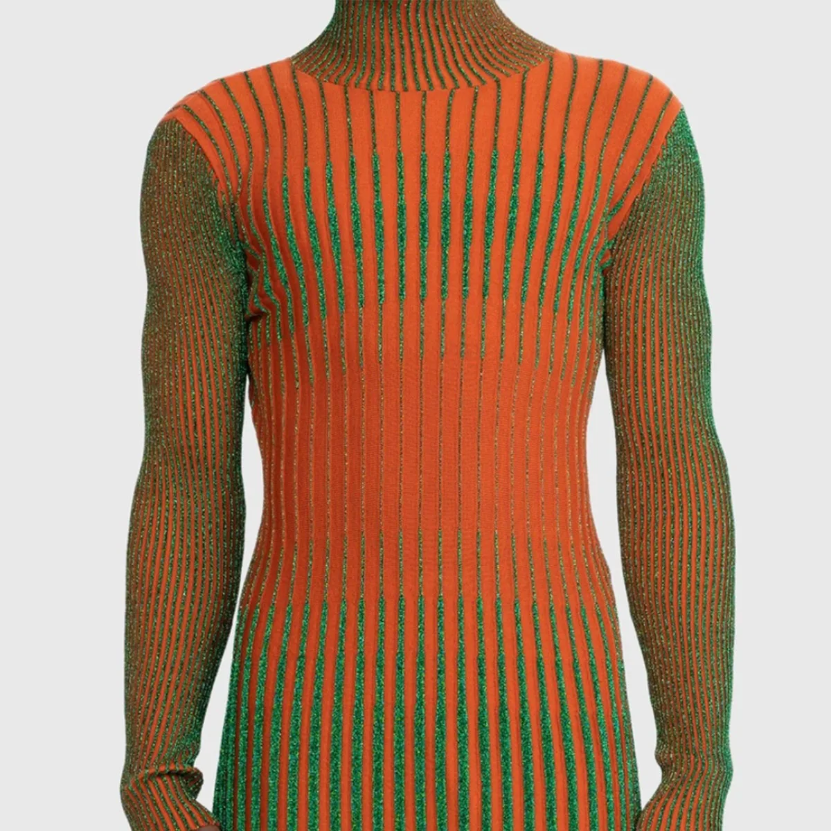 Midi Dress RIB Knit Extrafine Merino Wool-blend Dress Long-sleeved Merino Wool dress with Lurex Ribbed Trutlenck