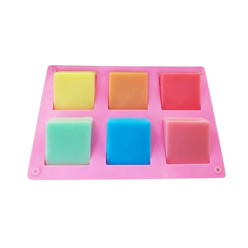6-cavity Rectangle Molde De Siliconas Para Jabon Craft Diy Making Homemade Cake Mould 3d Plain Soap Mold Form Tray Baking Tools
