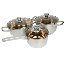 Manufacturer Customizable 3 Layers Stainless Steel Non Stick Cookware Pots Sets 6Pcs