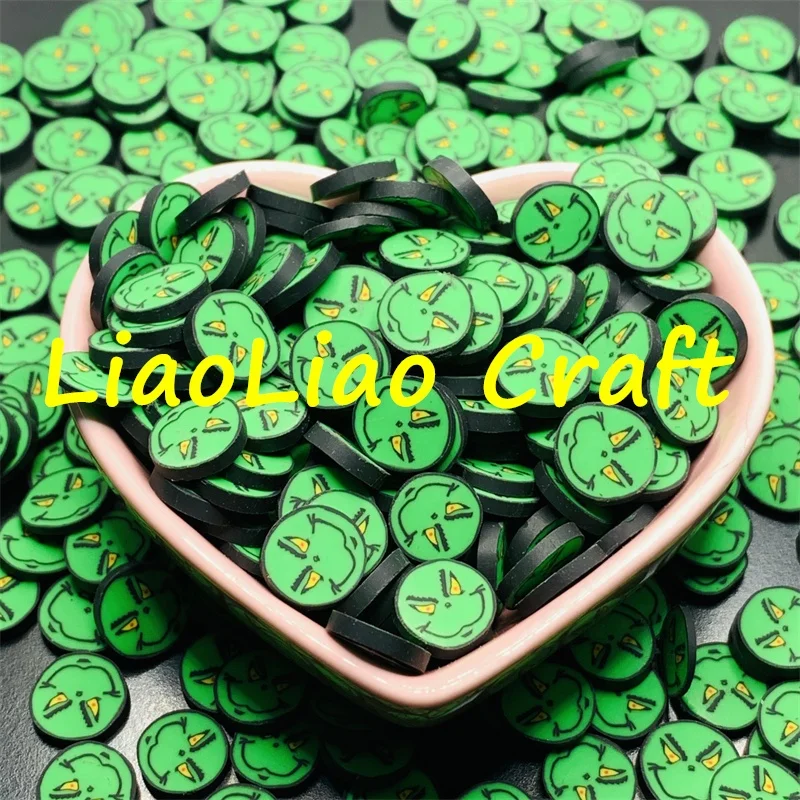 500g Mixed polymer clay Christmas Series Halloween Green monster slices for nail art decals DIY Crafts Slime Filling Accessories