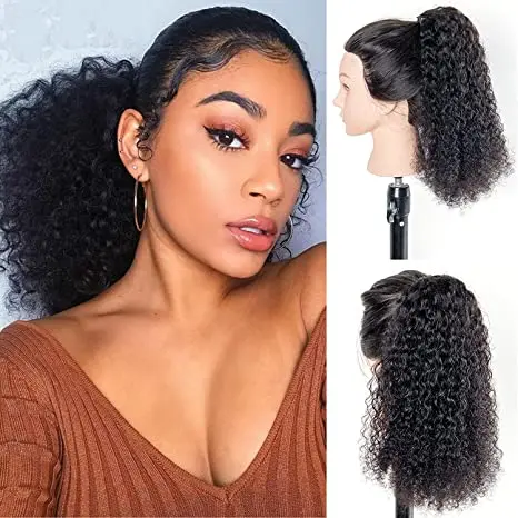 G&T Wig Factory Price Human Hair Ponytail Extension 100% Brazilian Hair Wrap Around Afro Kinky Curly Hair Pieces for Black Women