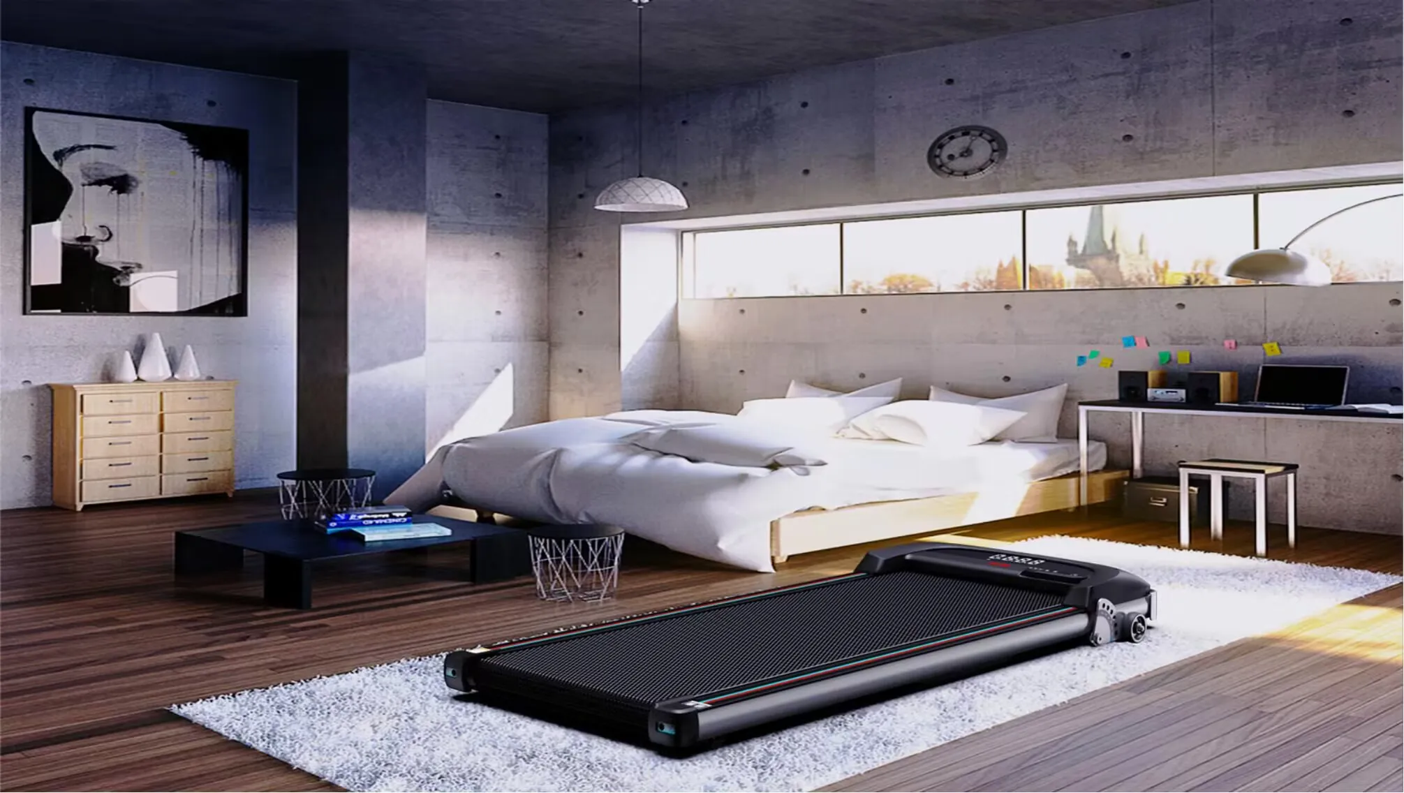 Wellshow Sport 2 in 1 Walking Pad Treadmill 2.5HP Foldable Treadmill with Handle Bar for Home Office Walking with Remote Control