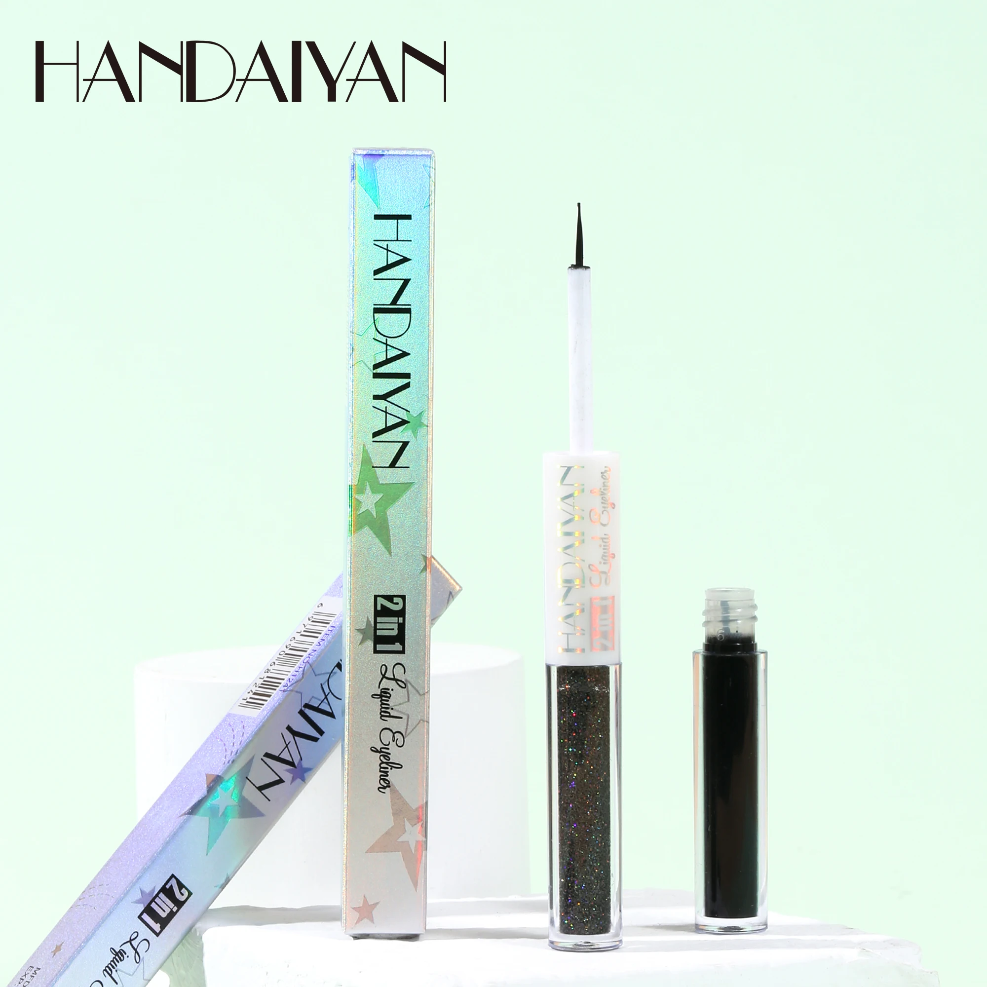 Handaiyan Eyeliner Glitter Logo Manufacturers Water Activated Double-sided Long-lasting Cosmetics Glitter Eyeliner