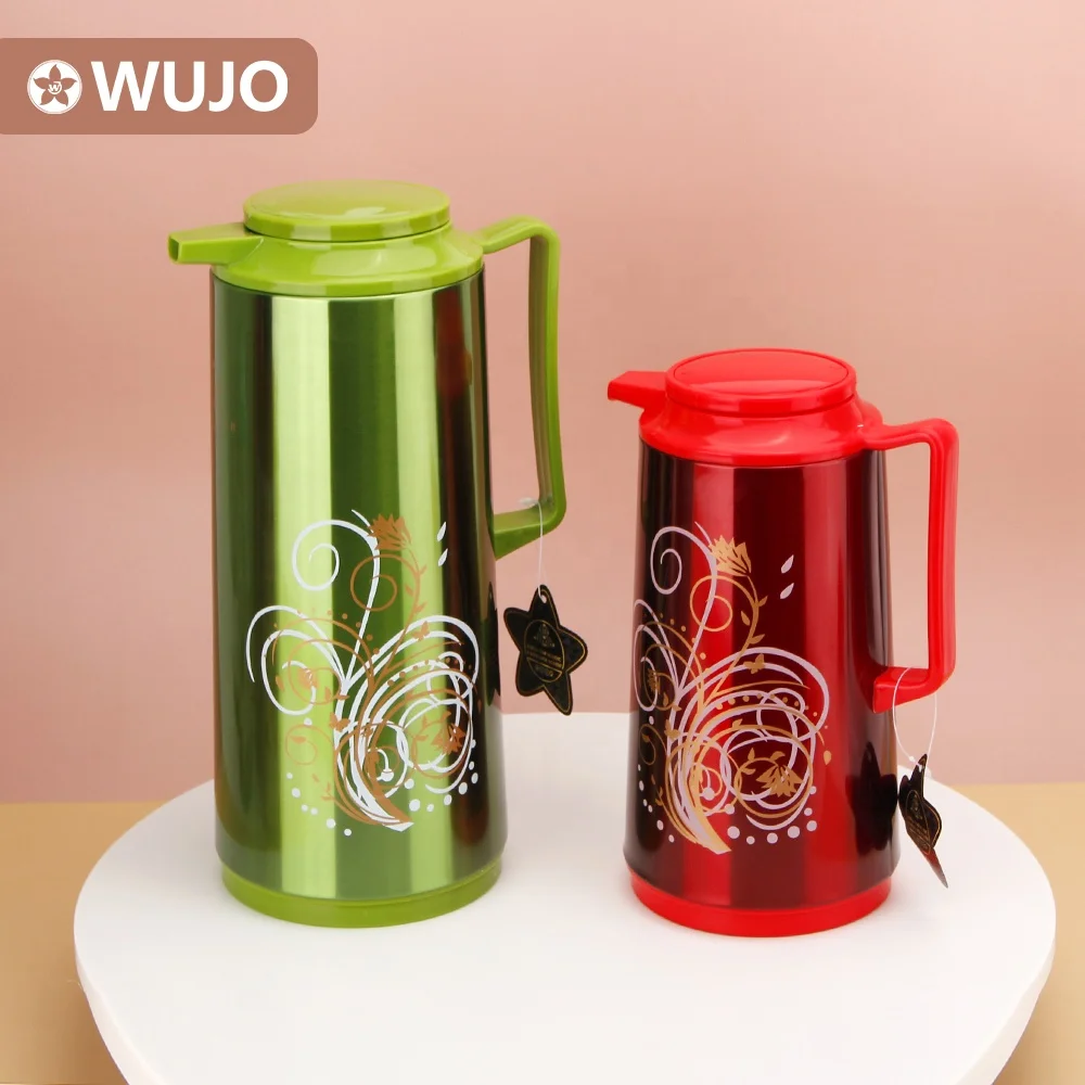 WUJO 24hr Bangladesh India Yemen Hot Water Tea Arab Vacuum Insulated Arabic Thermos / Thermos Flask with Glass Refill