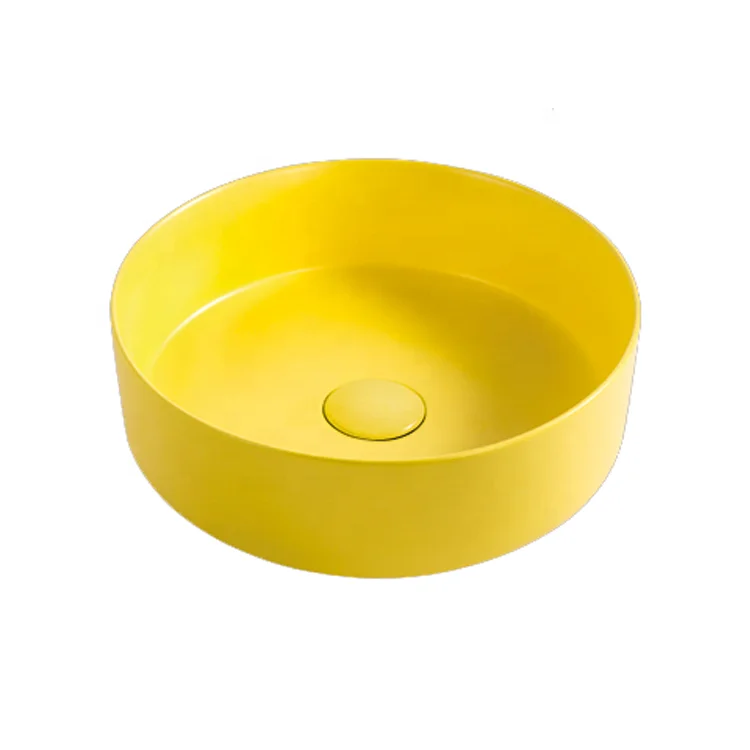High end matte black counter top wash basin round ceramic art basin for hotel
