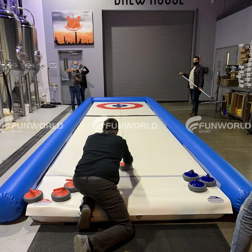 Mobile Portable Ice Skating Rink Curling game Inflatable Street Curling Express Rink Floor