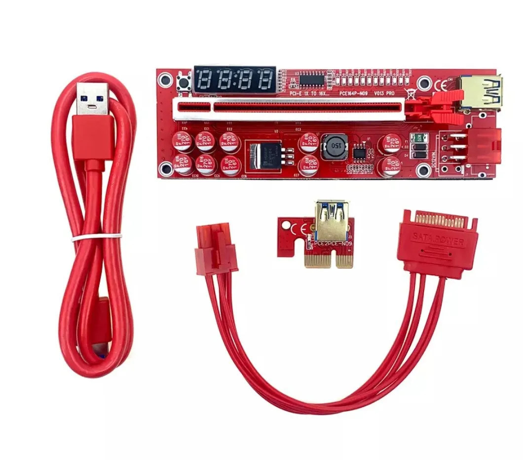 Hot Selling PCI Express x1 x16 USB 3.0 Cable 10 Capacitors V014 Pro PCI-E Riser Card Adapter for GPU