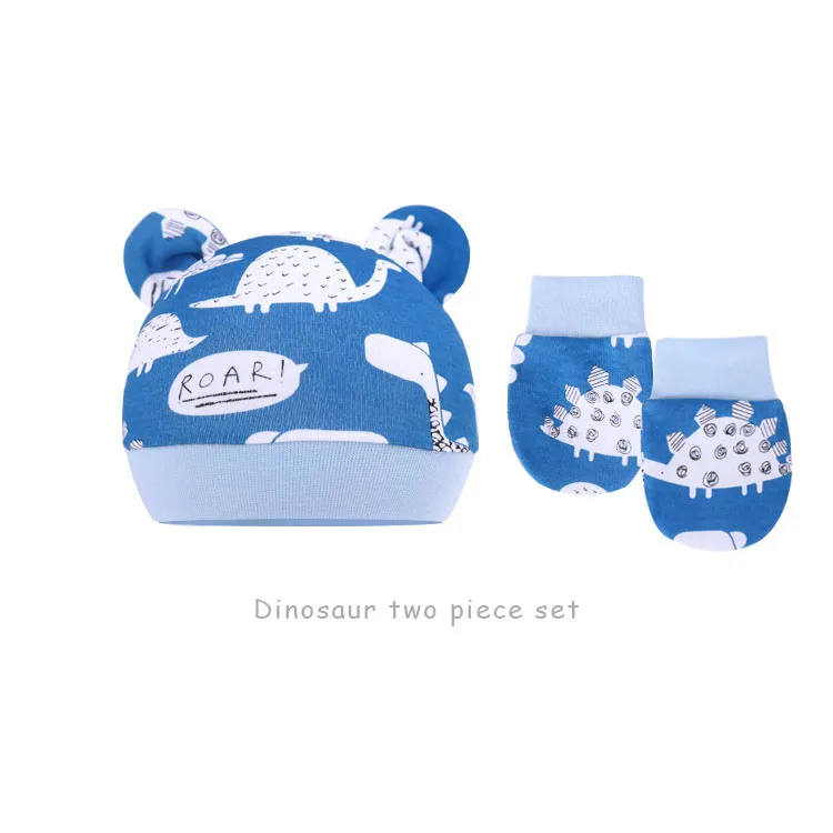 New Born Baby Hat and Baby Mittens Set Newborn Infant 100% Cotton Caps Newborn Mittens