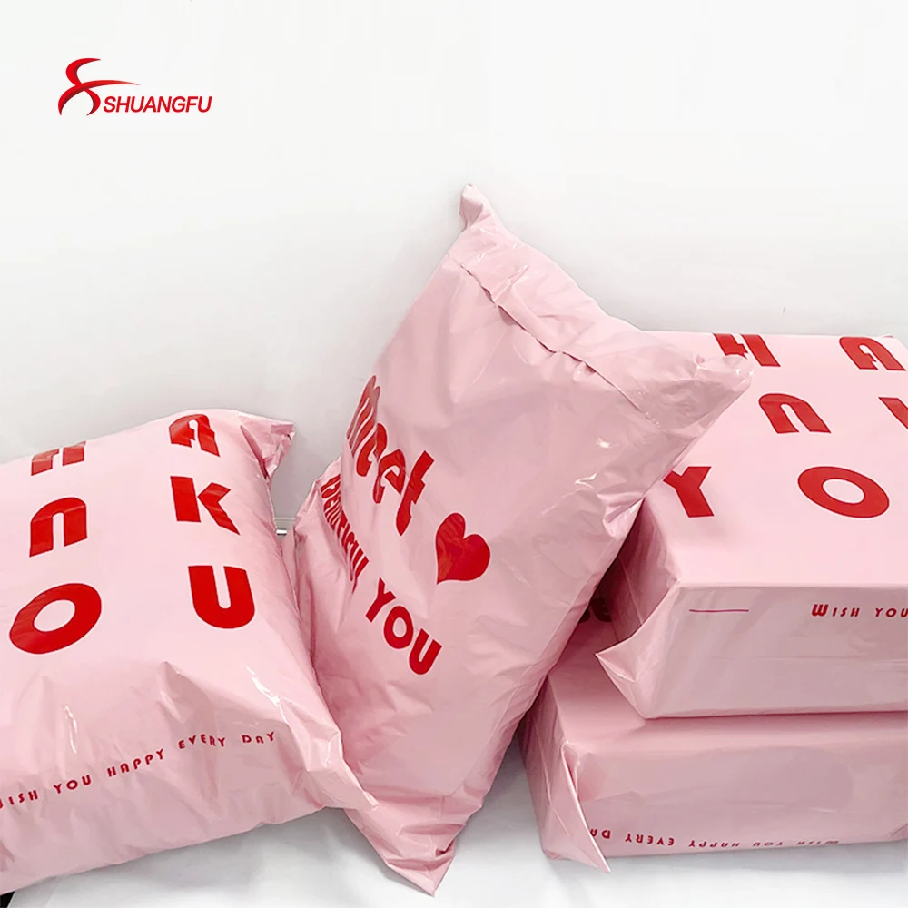 Mailing Courier Packing Poly Bag Inside Black Outside Pink Handle Opaque Waterproof Bags 14 Wires Envelope Postal