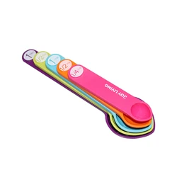 Wholesale 5pcs Creative Colorful  Plastic Measuring Spoon with magnetic