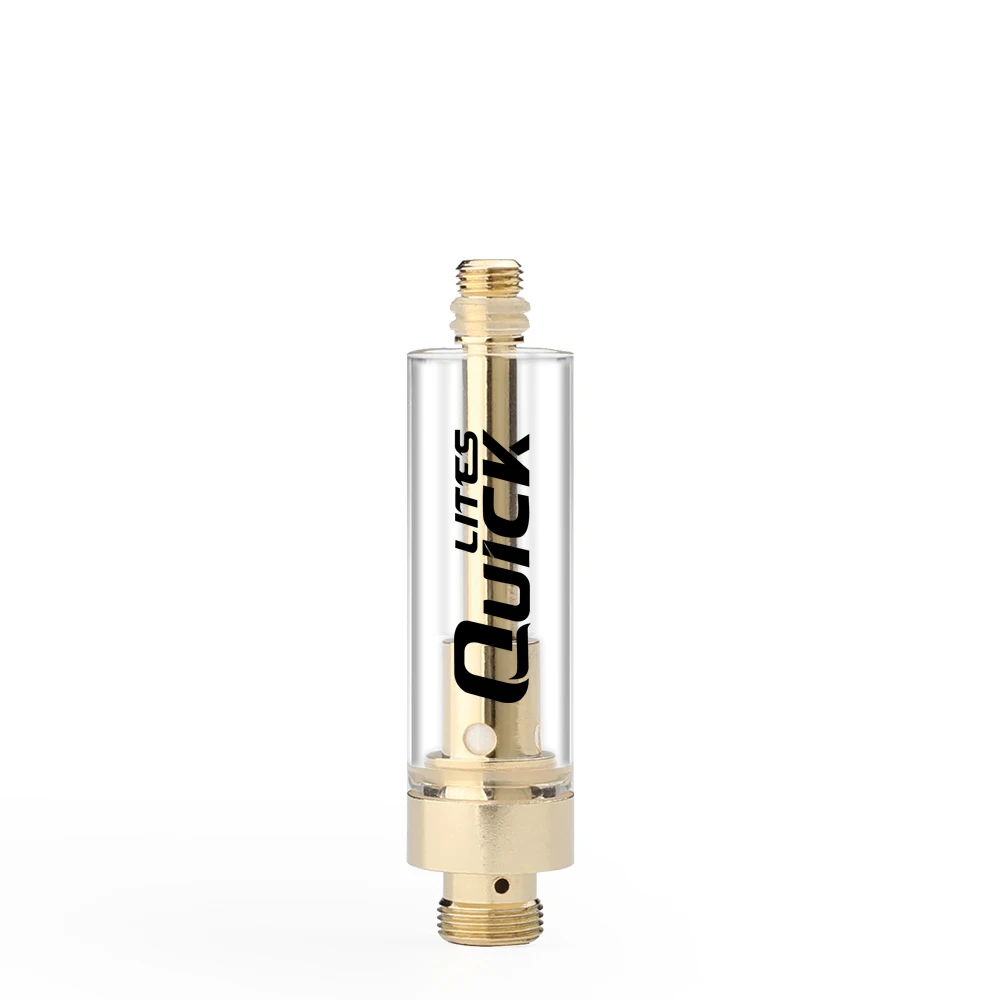 
gold CBD cartridge for cbd oil or thick oil with gold flat mouthpiece 