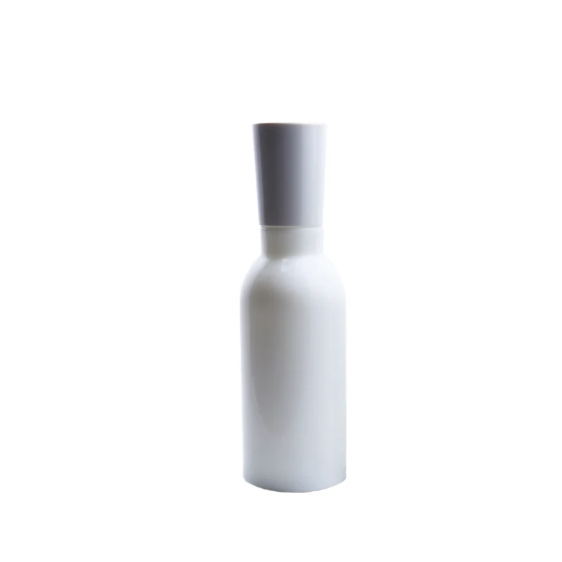 Square 120ml Threaded opal white Ceramics Essential Oil Bottle white porcelain lotion bottle with pump spray cap
