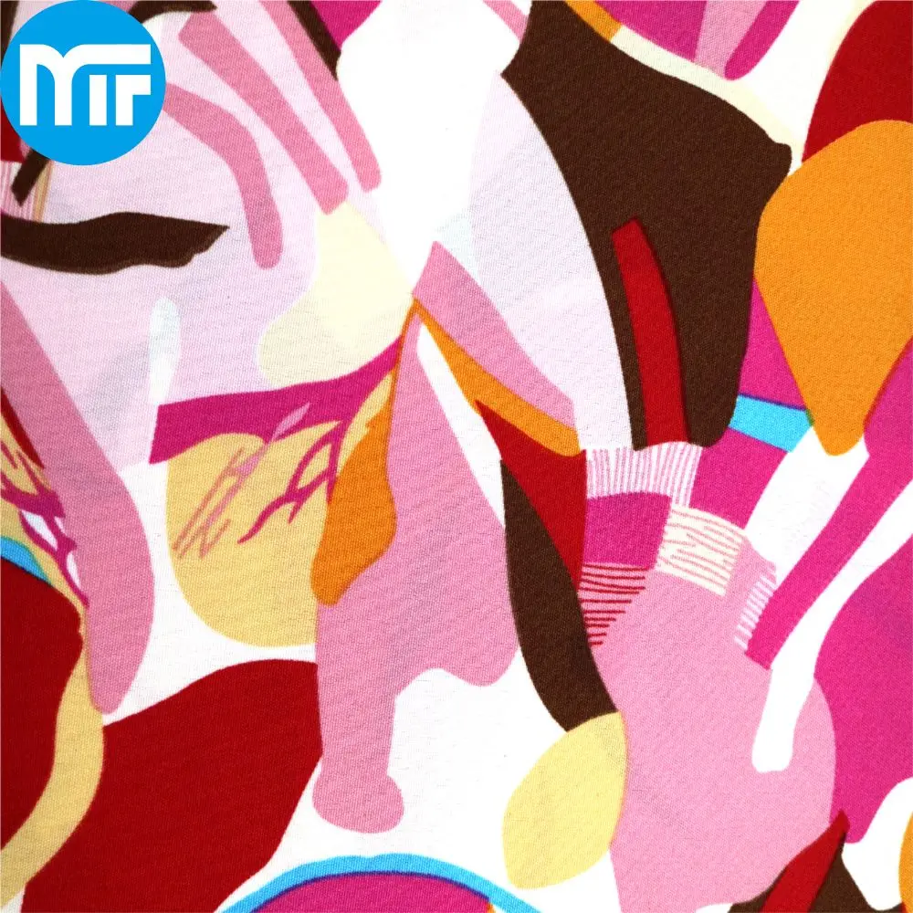 Wholesale Camo Stretch Custom 97% Polyester 3%Spandex Crepe Four Way Woven Printed Fabrics Garments Women Dress Clothing Lining