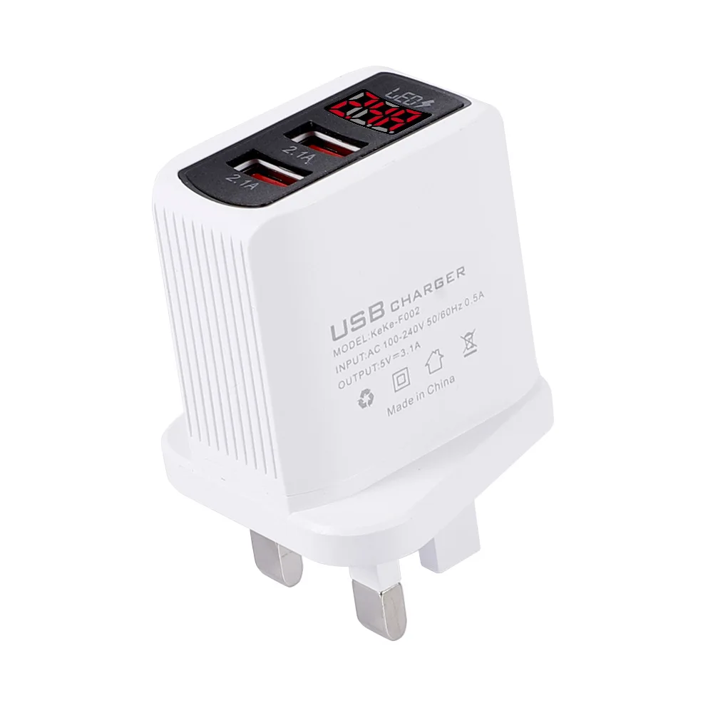 Hot-selling high-quality data shows that travel charger 5V/2.1A power supply digital display USB mobile phone charger