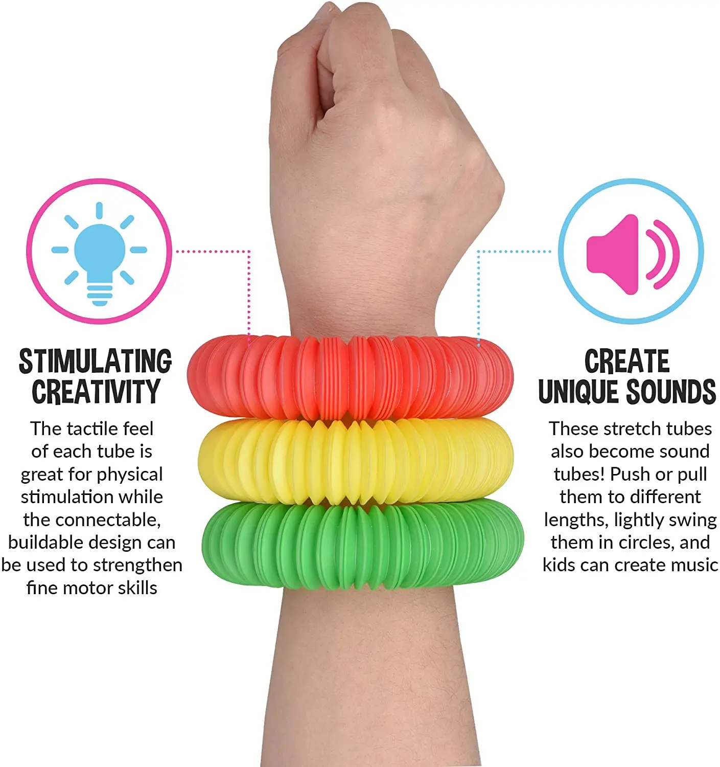 Fun тянуть и поп-трубки для детей стрейч изгиб подключите игрушка обеспечивают тактильный слуховой сенсорная игра противник детская