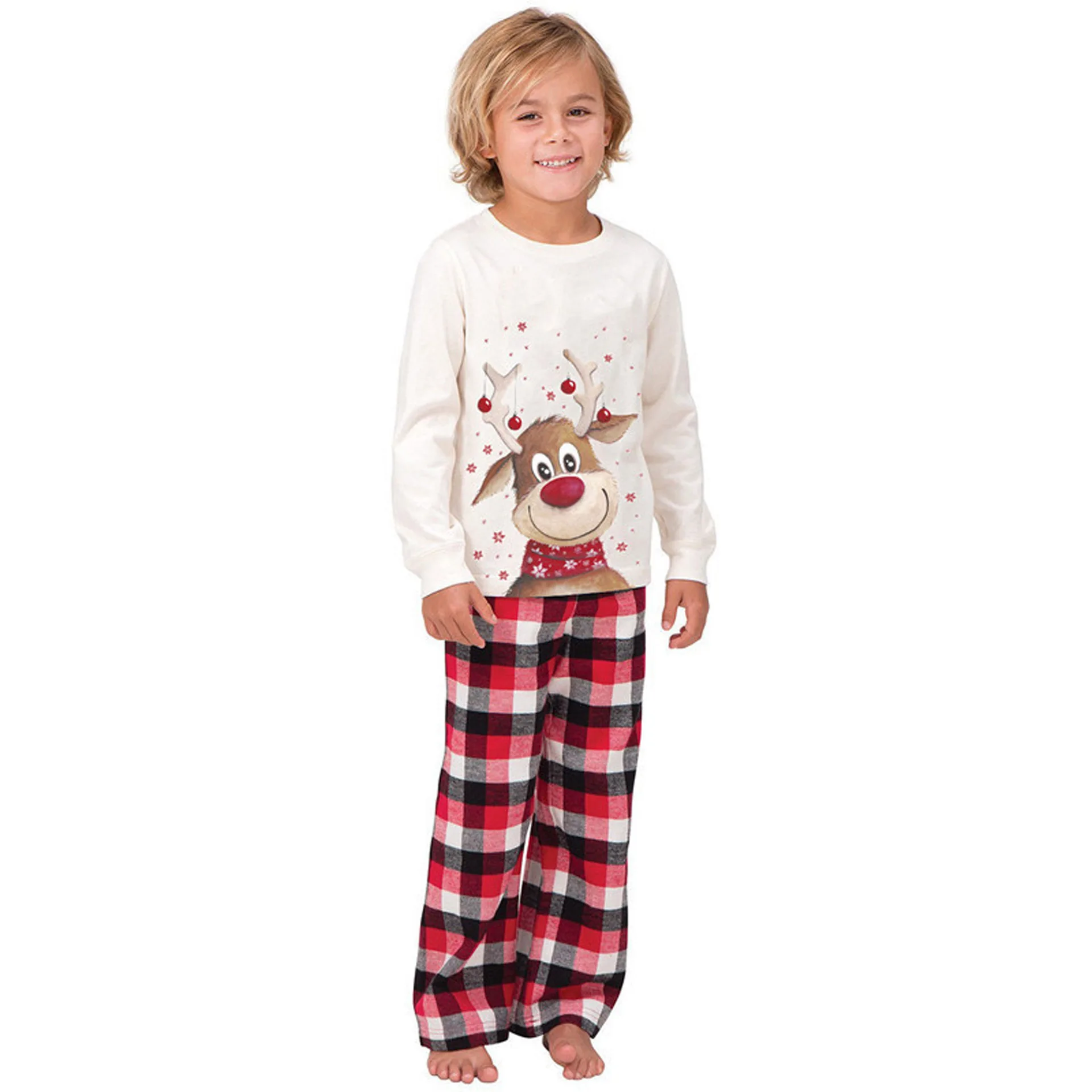 Family Holiday Party Matching Pajama Sets Elk Print Comfortable Family Suit Christmas Clothing