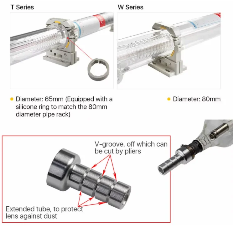 CO2 Лазерная стеклянная трубка 130 Вт длительный срок службы для термообработки и
