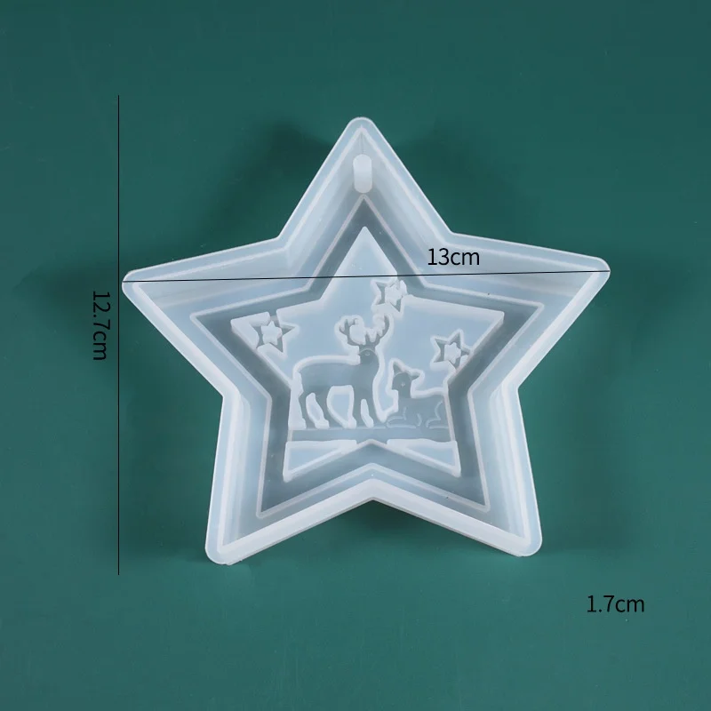diy crystal drop glue mold stars Moose Christmas theme hanging decoration silicone mold