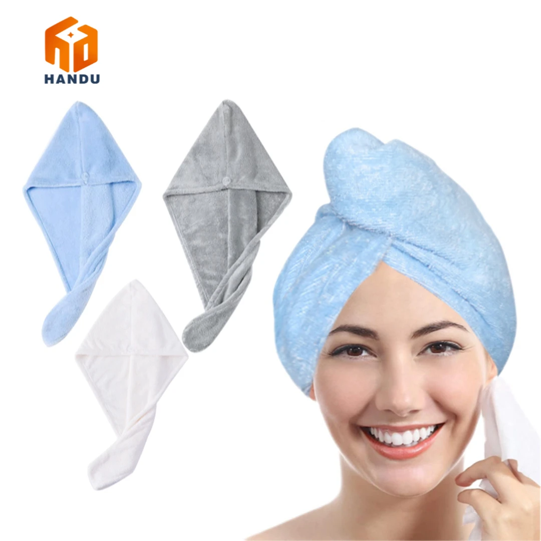 Wholesale hair drying towel Custom logo Quick drying Wrap towel 100% bamboo fiber hair drying cap