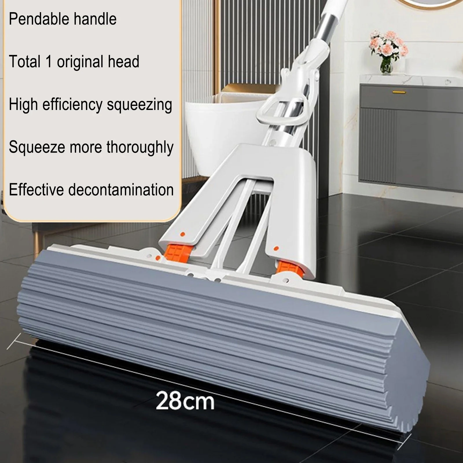 Hand-free Sponge Mop Household Folding Rubber Foam Mop