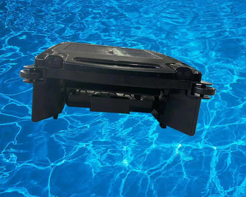 Solar Powered Automatically Robotic Pool Skimmer Cleaner with All Day Cleaning Battery Power