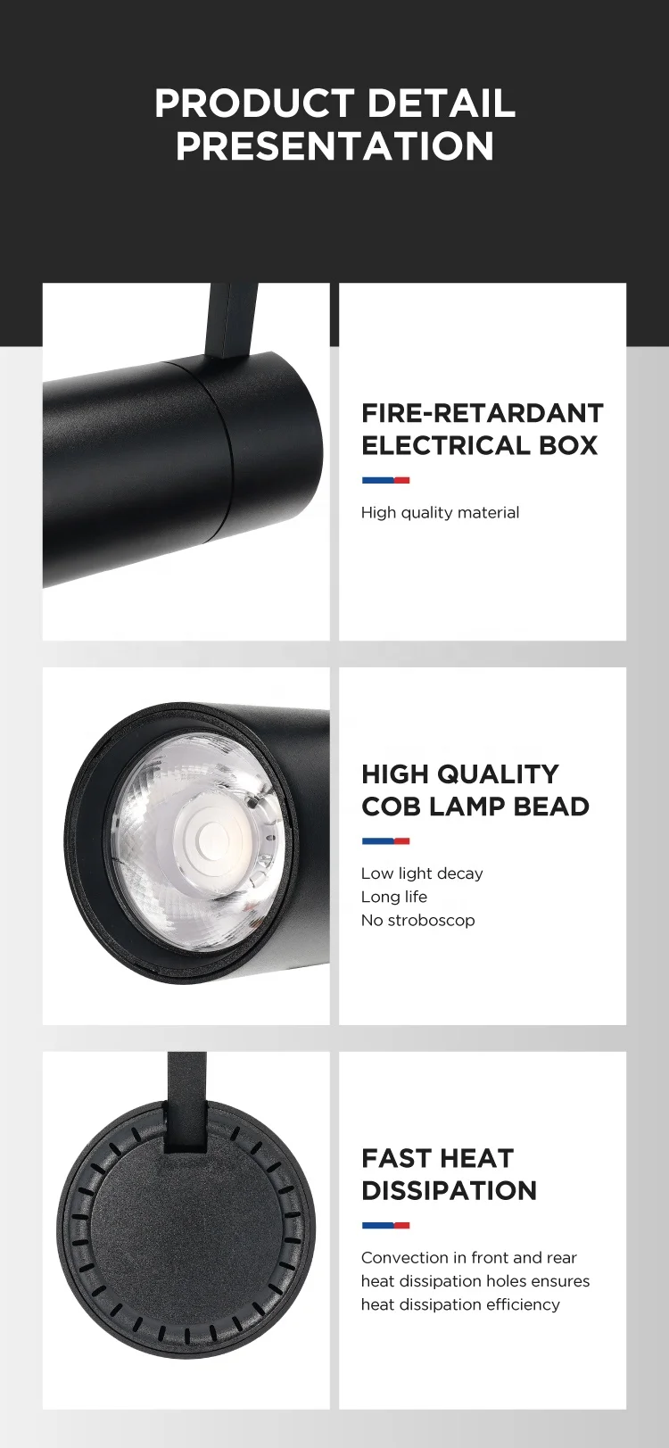 35w Power Rail Led Track Light dimmable spot Led track light magnetic global track light